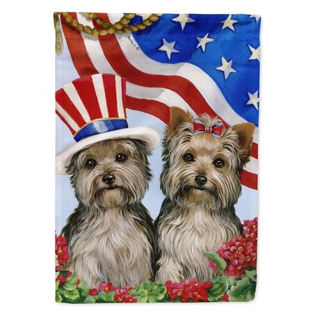 Carolines Treasures Carolines Treasures PPP3245GF 11 x 0.01 x 15 in. Yorkie USA Garden Flag PPP3245GF